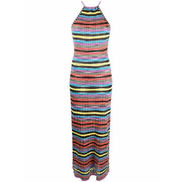 striped open-back dress