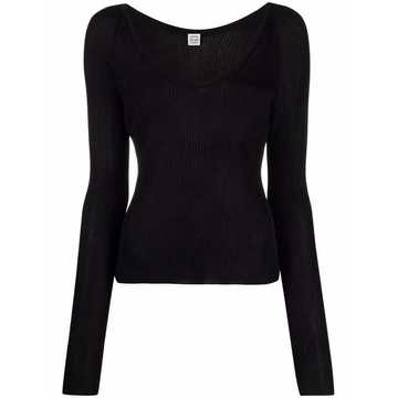 rib-knit long-sleeve top