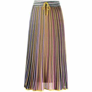 striped-knit midi skirt