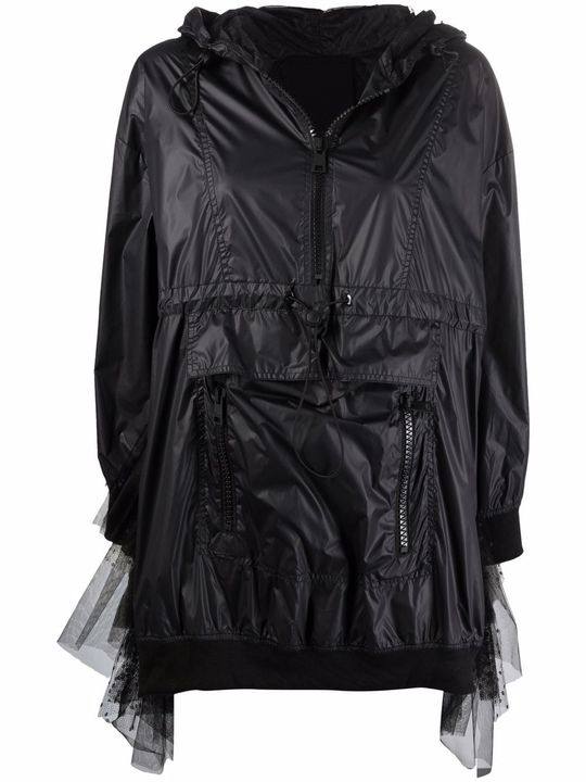 tulle-panel hooded jacket展示图