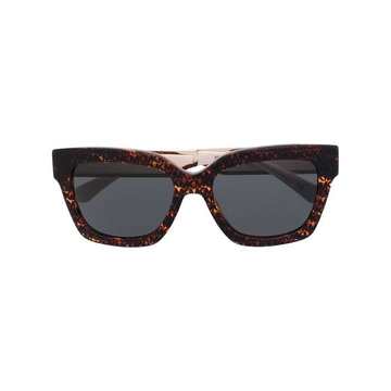 tortoiseshell logo-arm sunglasses