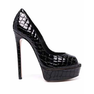 croco-embossed pumps