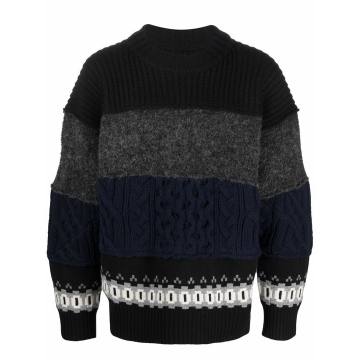cable-knit panelled jumper