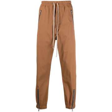 zip-detail tapered trousers