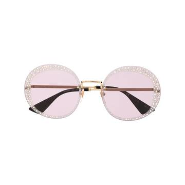 crystal-embellished round-frame sunglasses