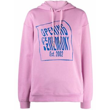 warped logo hooded sweatshirt