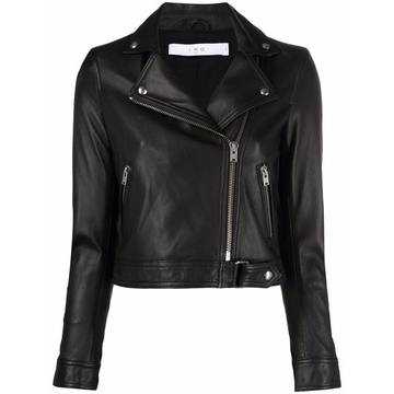 cropped zip-fastening biker jacket