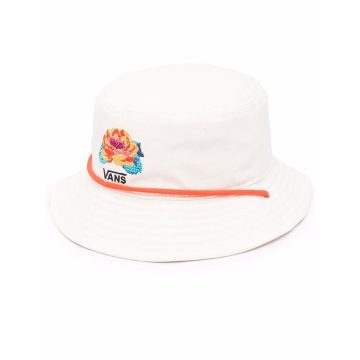 floral-embroidered bucket hat