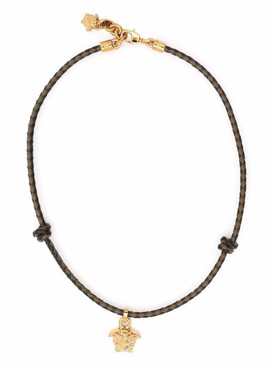 Medusa head pendant braided necklace展示图