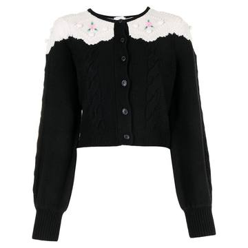 floral embroidered knit cardigan