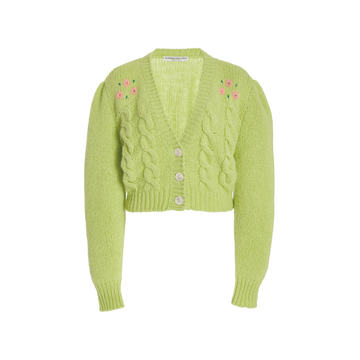 Embroidered Mohair Cropped Cardigan