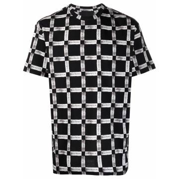 grid-print short-sleeved T-shirt