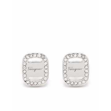 crystal-embellished logo-plaque earrings