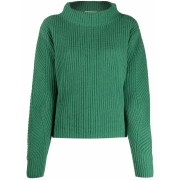 funnel-neck rib knit jumper