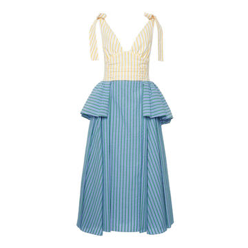 Around The Edges Striped Cotton Midi Dress