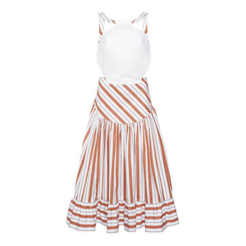 Flower Pot Striped Cotton Dress