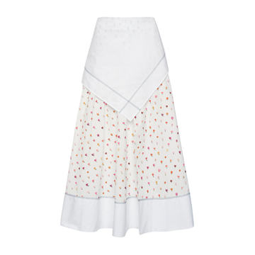 Tulip-Printed Poplin Midi Skirt