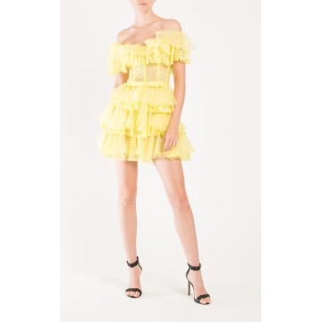 Ruffled Lace And Silk-Chiffon Mini Dress
