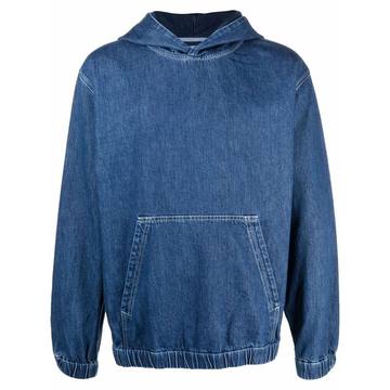 denim long-sleeve hoodie