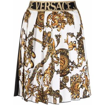Barocco-print pleated miniskirt