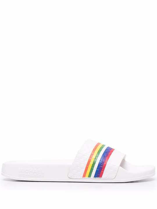 Gilmore Rainbow-striped leather slides展示图