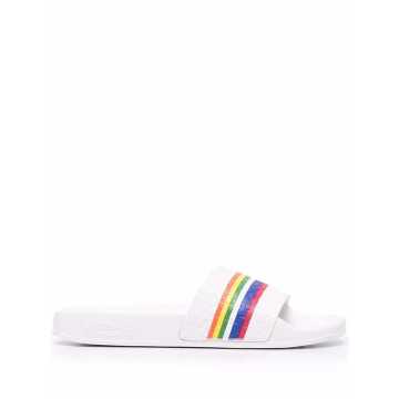 Gilmore Rainbow-striped leather slides