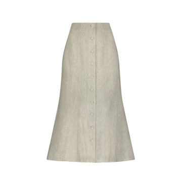 Fluted Linen Midi Skirt