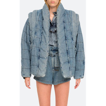 Vida Quilted Denim Puffer Jacket