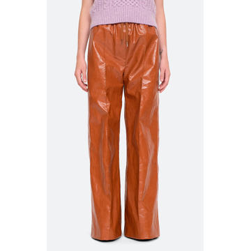 Laurence Vegan Leather Wide-Leg Track Pants