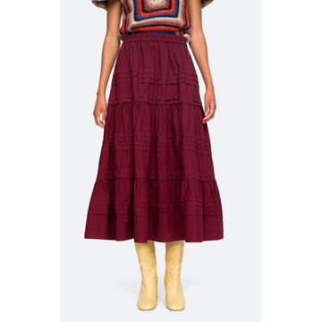 Gaia Cotton Pintucked Midi Skirt