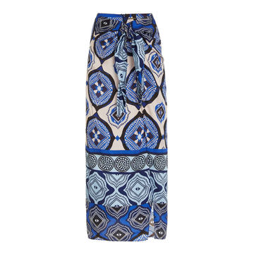 Indigo Printed Twill Pareo Skirt