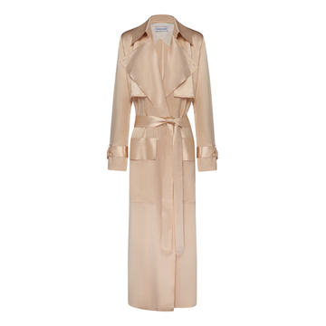 Classic Belted Silk-Satin Trench Coat