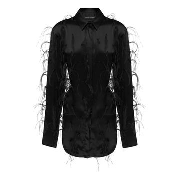 Ostrich Feathered Silk-Satin Shirt