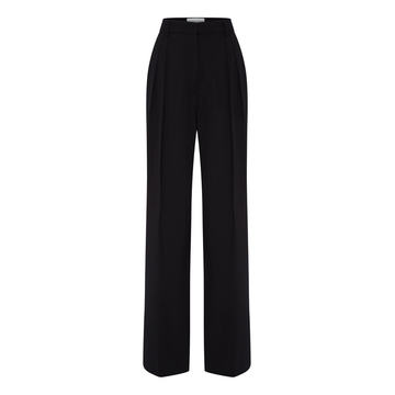 Pleated Wool Wide-Leg Pants