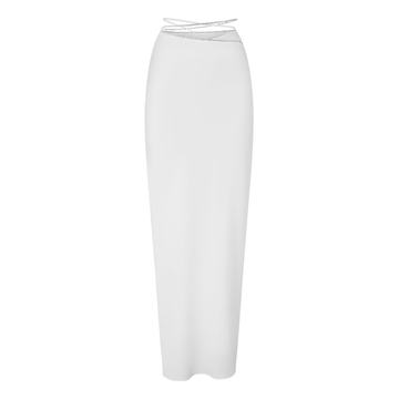 Crystalline Asymmetric Satin Slip Skirt