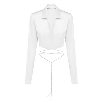 Crystalline Silk Cropped Shirt