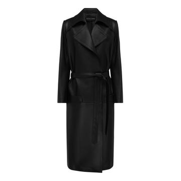 Notched Leather Trench Coat