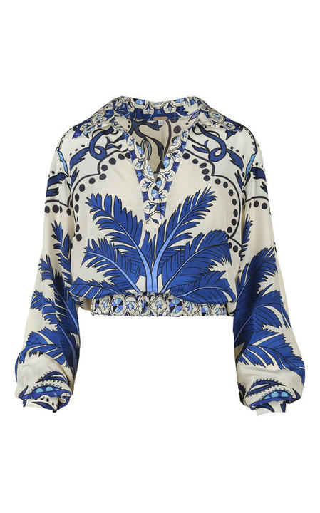 Al Son De La Palmera Printed Silk Top展示图