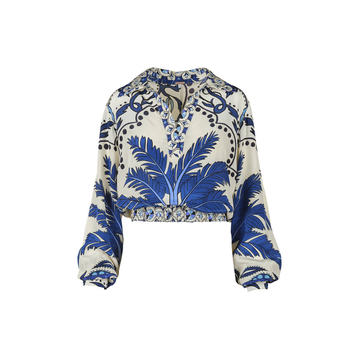 Al Son De La Palmera Printed Silk Top