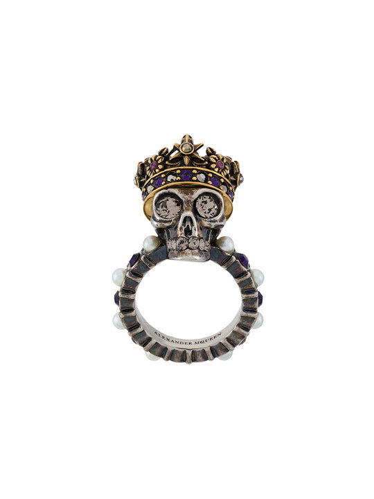国王骷髅头珍珠戒指展示图