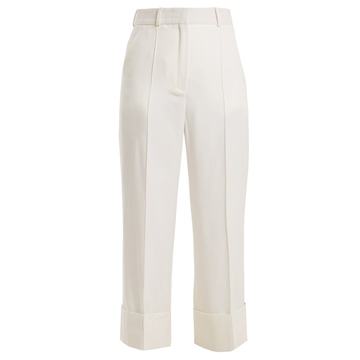 Leonard side-stripe wide-leg wool cropped trousers