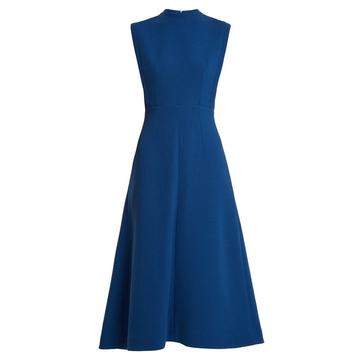 Elizabeth double-wool A-line midi dress