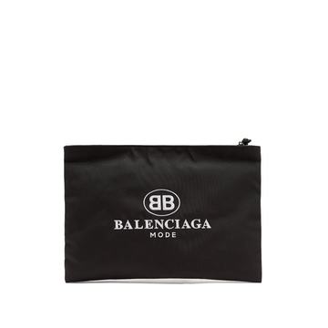 Logo-embroidered coated-canvas pouch