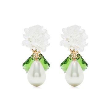 flower pearl drop earrings