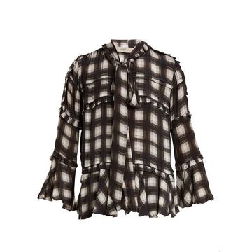 Arlina checked woven blouse