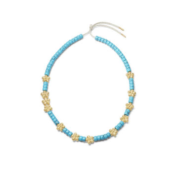 18K Yellow Gold Fiore & Turquoise Forte Beads Necklace