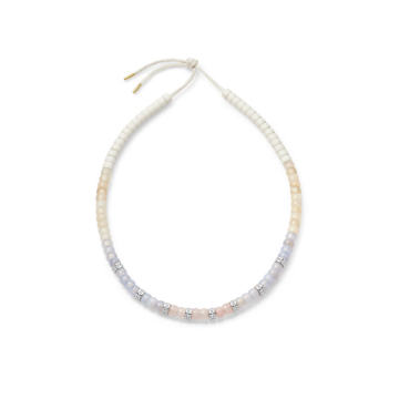 18K White Gold Precious Diamond Beads & Forte Beads Necklace