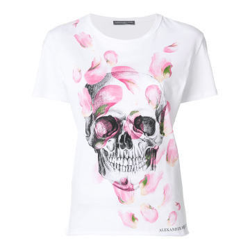 petal skull print T-shirt