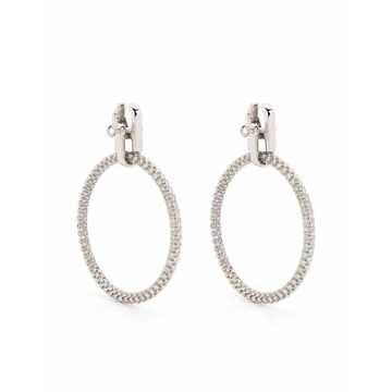 CARABINER L HOOP EARRING PAVE PLATINO CL