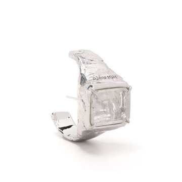 S SQUARE CUT STONE EARRING PLATINO CLEAR